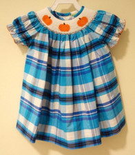 NWT Classic Whimsy Three Smocked Pumpkins Bishop Dress Girl's Size 6 Month