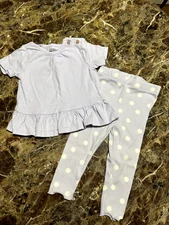 Spring Baby Girls Modern Moments Purple Top & Polka Dot Leggings Outfit 12 mo