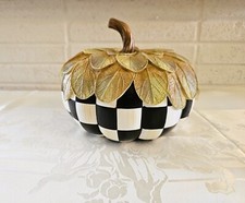 Mackenzie Childs NATURAL FOLIAGE PUMPKIN-SMALL Hand-Painted Courtly Check Last 1