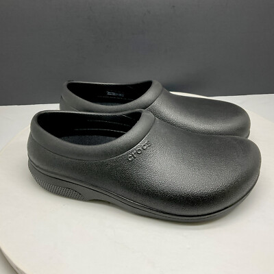 Crocs Womens On The Clock Work Clogs Black Slip Resistant Shoes 205073 