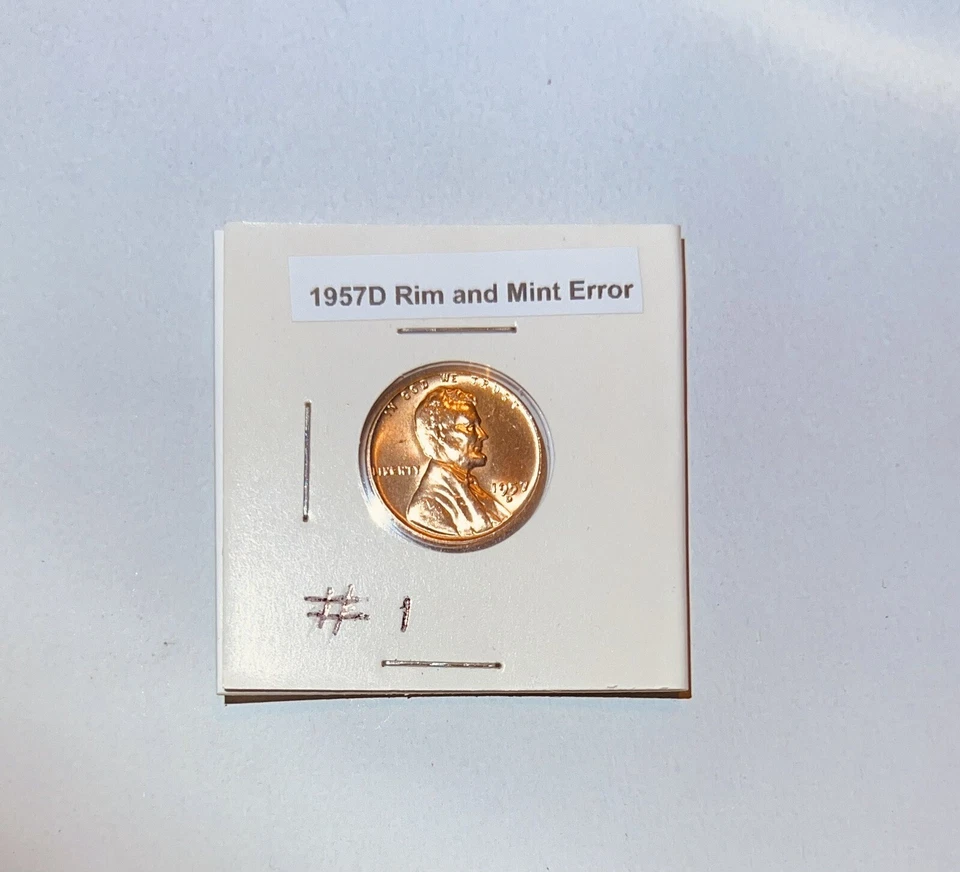 1957 D wheat penny With Rim And Mint Errors BU ( Double Die ) - Image 4 of 4