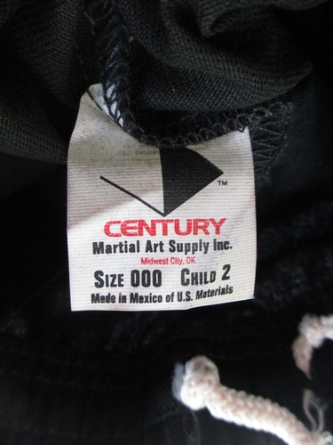 CENTURY Martial Arts LIGHTWEIGHT BLACK STUDENT PANTS SIZE 000 CHILD 2 - Picture 3 of 4