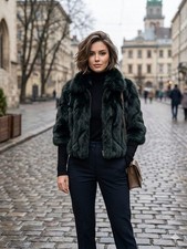 luxurious women's fur coat made of natural arctic fox fur, size M