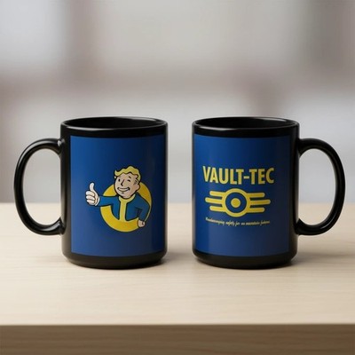 Vault Tec Fallout Black Coffee Mug