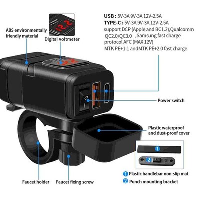 USB für MOTORRAD Ladegerät mit Mehrfachschutz Überspannungskurzschluss etc