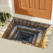 3D Optical Illusion Doormat Non-Slip Welcome Mat Realistic Stone Step Design 