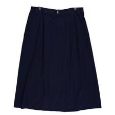 Vintage Talbots David Brooks Midi Skirt Women's Size 18 Navy Pleated USA Pockets