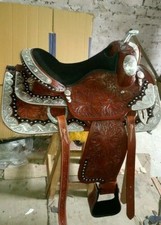 Selle Western Leather Show pour cheval 10 "à 18" avec coin argenté...