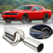 Double Wall Twin Loop Exhaust Muffler 2.5 To 4 For Dodge Challenger V6 V8 Double Wall Twin Loop Exhaust Muffler 2.5 To 4 For Dodge Challenger V6 V8
