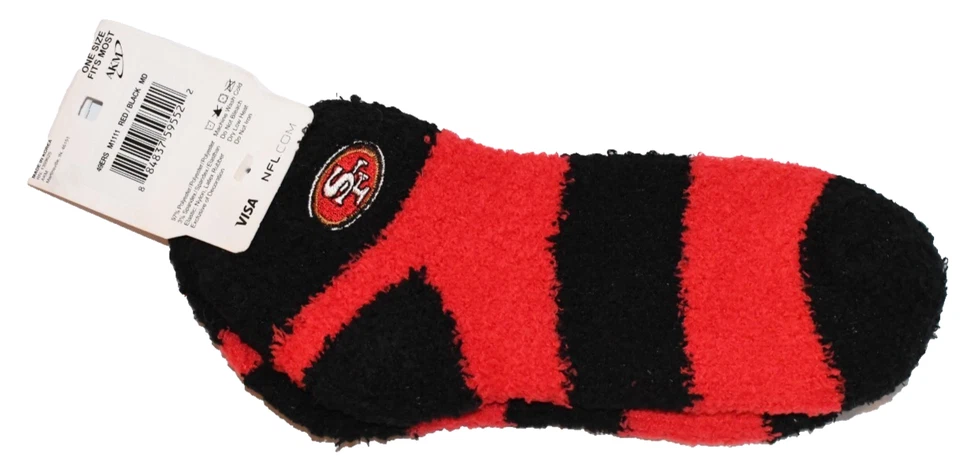 NUEVO CON ETIQUETAS NFL San Francisco 49ers Rojo y Negro Rayas Difusos Calcetines al Tobillo Unisex Foto 3 de 4