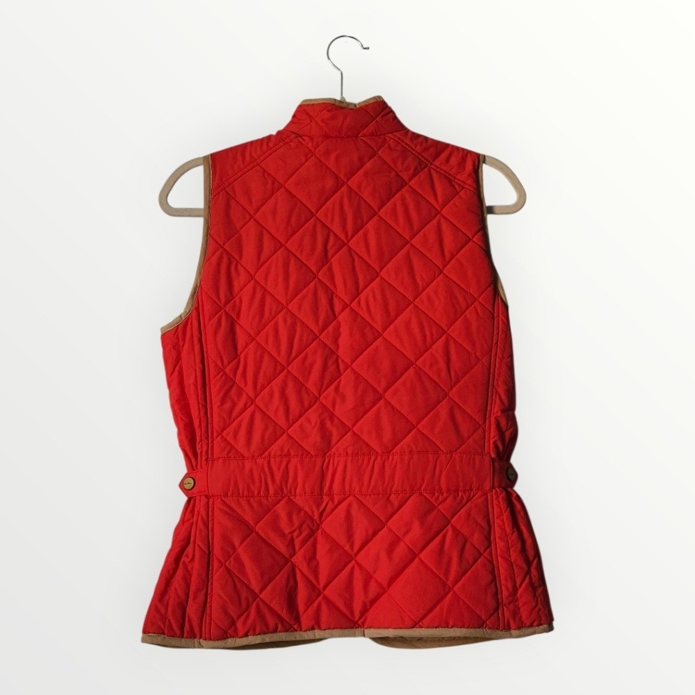 Lauren Ralph Lauren Reversible Quilted Vest Red Tan Womens S Equestrian Out