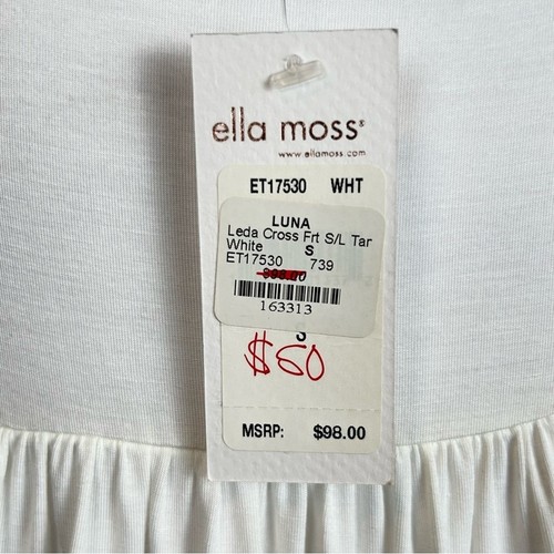 🆕 Top drappeggio Ella Moss donna taglia S avorio morbido misto viscosa lussuoso Y2K nuovo con etichette - Foto 9 di 9