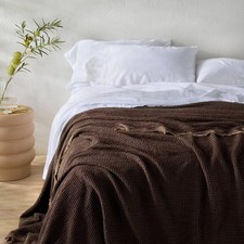 King Textured Waffle Coverlet Dark Fig - Casaluna