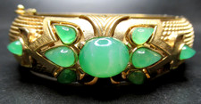 TRIFARI Jewels of India Green Cabochon Vintage Bracelet RARE!