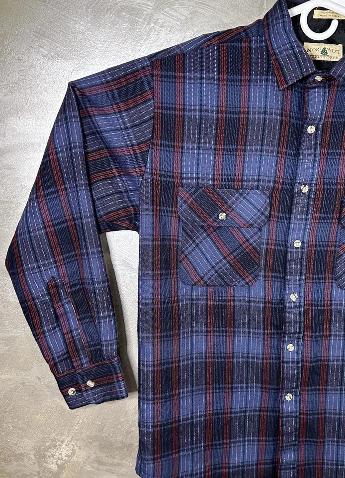Northwest Territory Flannel Shirt Large Plaid Vintage 90s Button Up EUC - Image 4 of 4