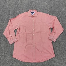 Tommy Hilfiger Dress Shirt Mens 15 32/33 Red Gingham Regular Fit Cotton LS