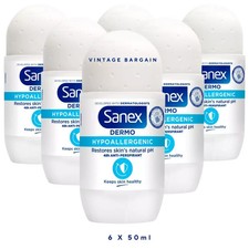 6x50ml Sanex Dermo Hypoallergenic 48h anti-perspirant roll-on