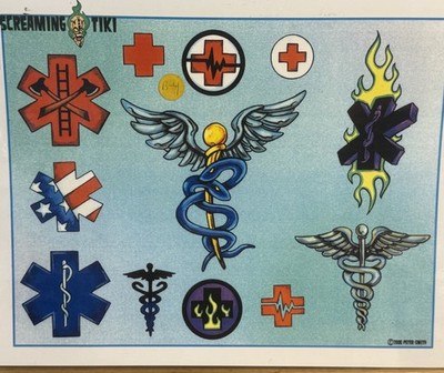 Y2K Peter Smith Screaming Tiki Tattoo Flash Art Medical Responder Shop Used