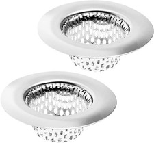 2 Pack - 2.25" Top / 1" Basket- Sink Strainer Bathroom, Utility, Slop, Silver