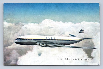 BOAC DE HAVILLAND COMET JETLINER VINTAGE AIRLINE ISSUE POSTKARTE B.O.A.C BA 1