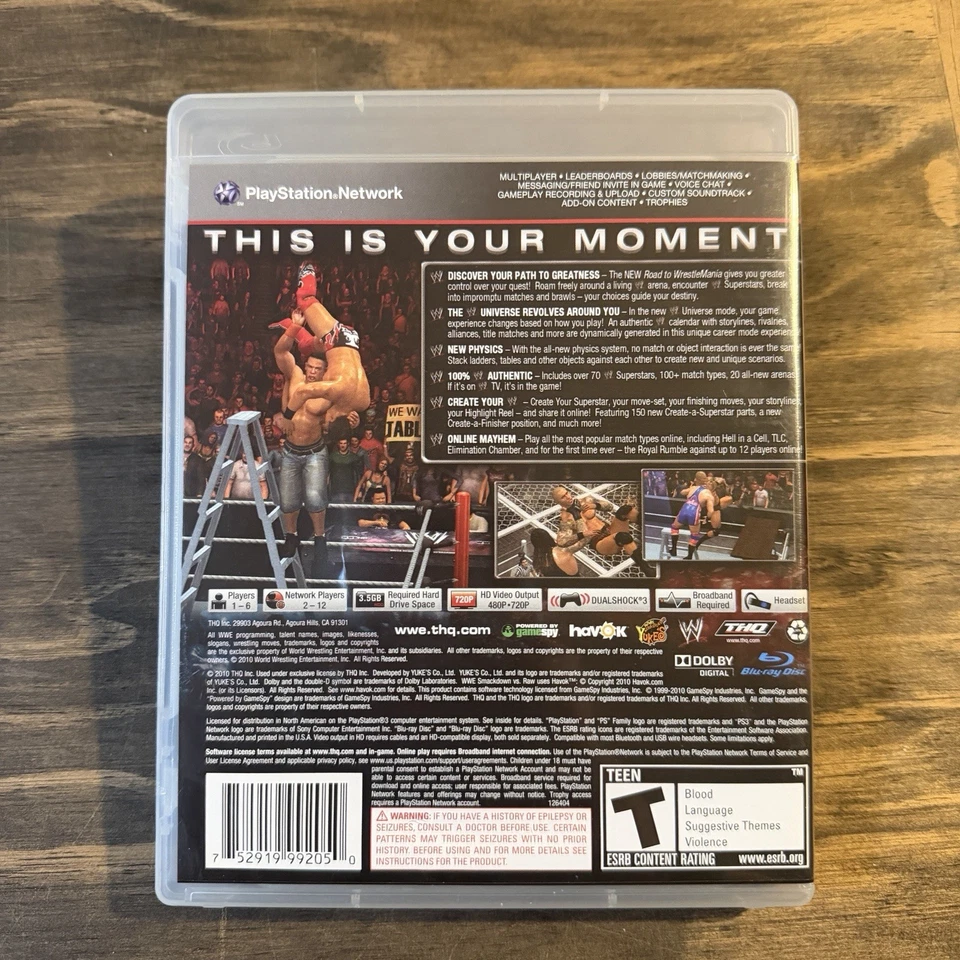 WWE SmackDown vs. Raw 2011 Sony PlayStation 3 PS3 juego de disco sin arañazos probado Foto 2 de 4