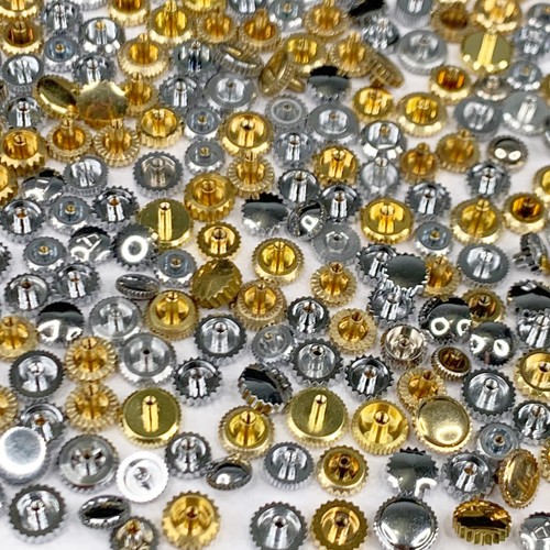 25 Watch Crowns Brass Gold Silver Parts art steampunk Vtg Watchmakers Lot