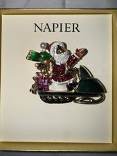Napier. Santa On Snowmobile. Brooch. MINT. NIB