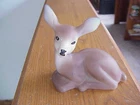 Fenton Satin Glass Deer Natural Animal Collection Hand Painted Signed Vicki D