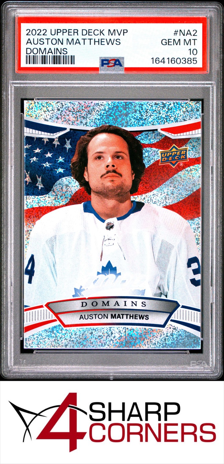 2022 UPPER DECK MVP DOMAINS #NA2 AUSTON MATTHEWS POP 3 PSA 10