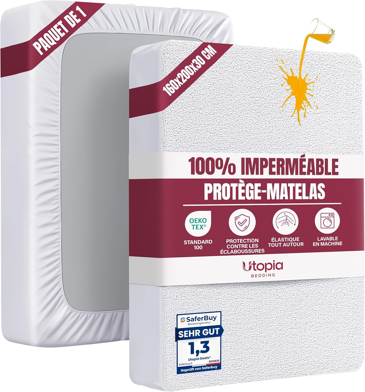 Alèse drap housse 70x140 contre les fuites protège matelas bébé extensible - 2