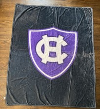 College Of The Holy Cross Crusaders Fleece Soft Blanket 60” X 50” EUC Purple