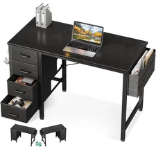 32 Inch Small Computer Desk with 4 Fabric Drawers, Home Office Desks with Sto...