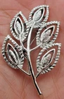 VTG SIGNED TEXTURED Silver tone Open work FLOWER LEAF Brooch Pin costume jewelry