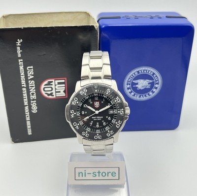 Luminox Watch NAVY SEALS 3H MBM Black Dial 200M Date w/Box, Case