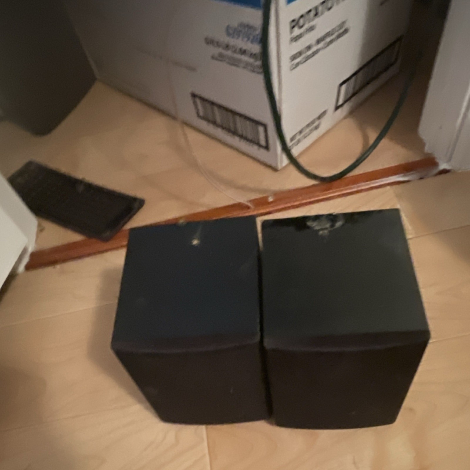 Pair of Black Wired Cube Bookshelf Speakers for Home Audio S