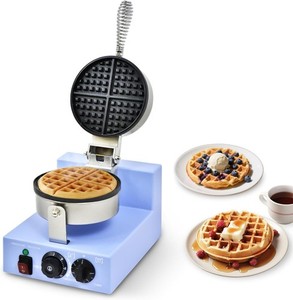 1200W Round Waffle Maker – Nonstick Waffle Iron with Timer & Temperature Control