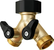 Heavy Duty 2 Way Hose Splitter (Premium Brass for Superior Durability), Wye G...