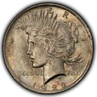1922 $1 Silver Peace Dollar - Subtle Pastel Rainbow Toning - BU - SKU-D7103