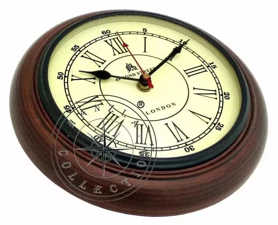 Vintage Decorative Wooden Wall Clock Home Gift Clock Brown Square Antique Style - Image 2 of 3