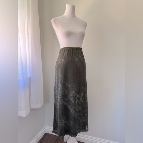 Cider Dark Green Paisley Print Stretch Midi Pencil Skirt - Picture 2 of 9