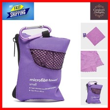 Ultra Absorbent Microfibre Mini Clip Travel Sports Towel Purple 40x40cm
