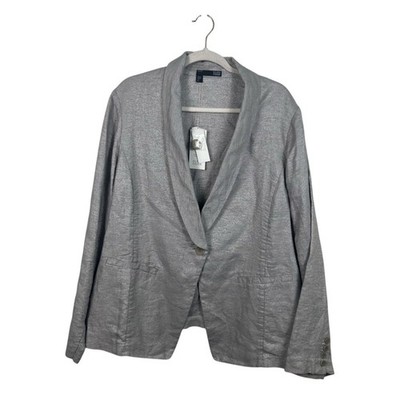 NWT Eileen Fisher Twinkle Linen Jacket Blazer Gray Sze 2X Lightweight Minimalist