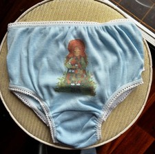 Vintage 70s Unworn 6-8 years blue Girls undies briefs doll print