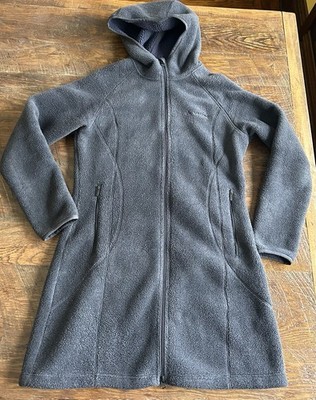 VAUDE Coat Women s Sz 42/L Fleece Full Zip Navy Blue Hooded Outdoor Torridon Eco