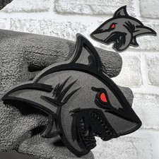 Shark Emblem Badges Red Eye Set Of 2 Matte Black On Black Custom Shark Emblem Badges Red Eye Set Of 2 Matte Black On Black Custom