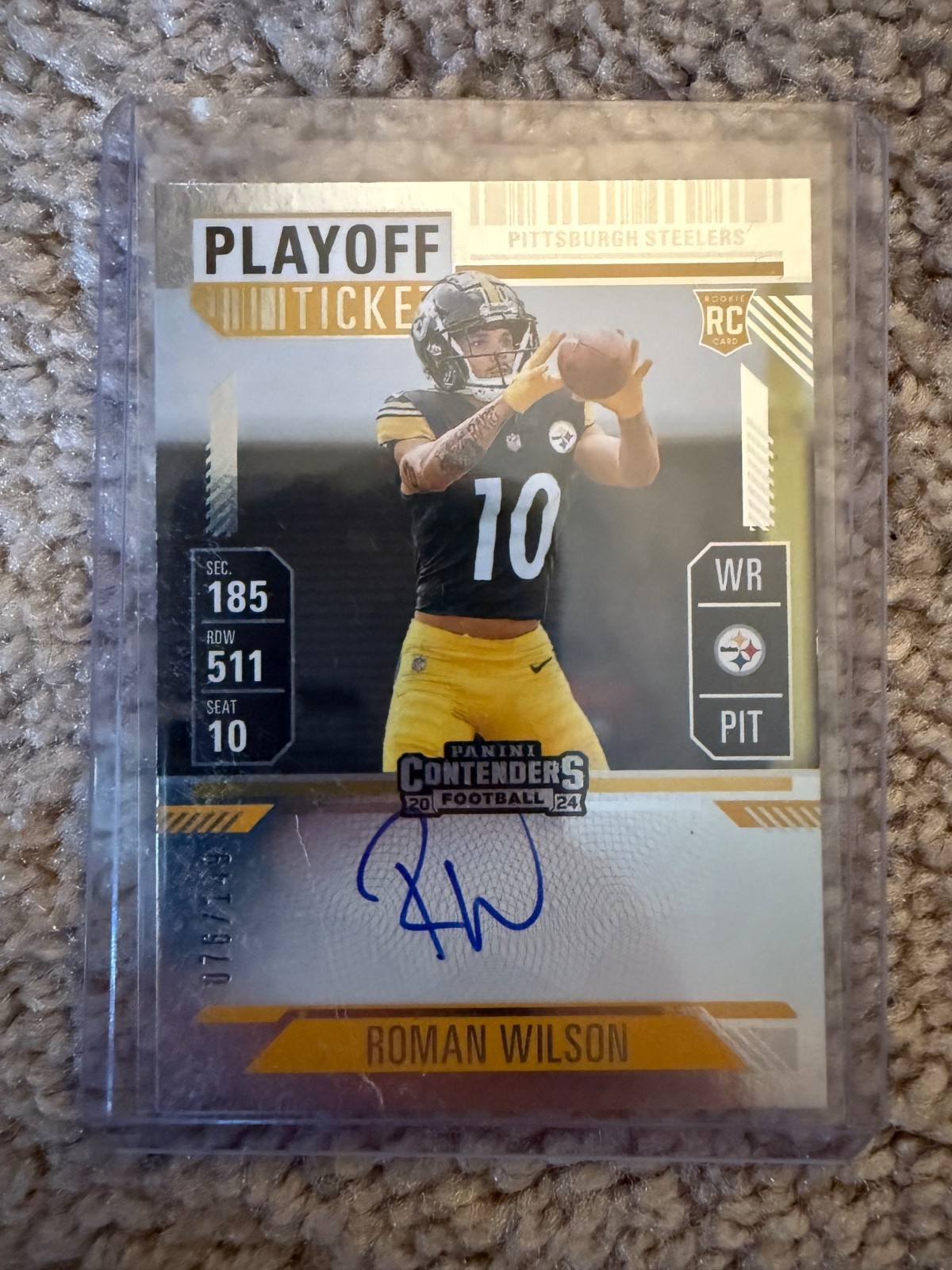 2024 Panini Contenders Playoff Ticket #124 Roman Wilson RC ROOKIE AUTO 076/149