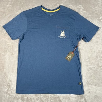NWT Howler Bros Howler Coyote Select Pocket Tee Shirt Men M Blue Tagless Stretch