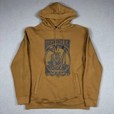 Airwalk Graphic Hoodie Sweatshirt Mens L Brown Skeleton Logo Spellout Print