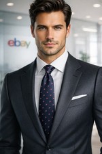 Strathmore Silk Men's Tie Navy Red Polka Dot Pattern Elegant Formal Accessory