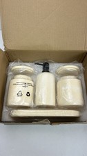 Bathroom Accessories Set,4 Piece Travertine Stone Look Bathroom Accessory Set...